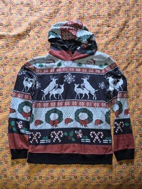 Men’s Holiday Reindeer Hoodie L